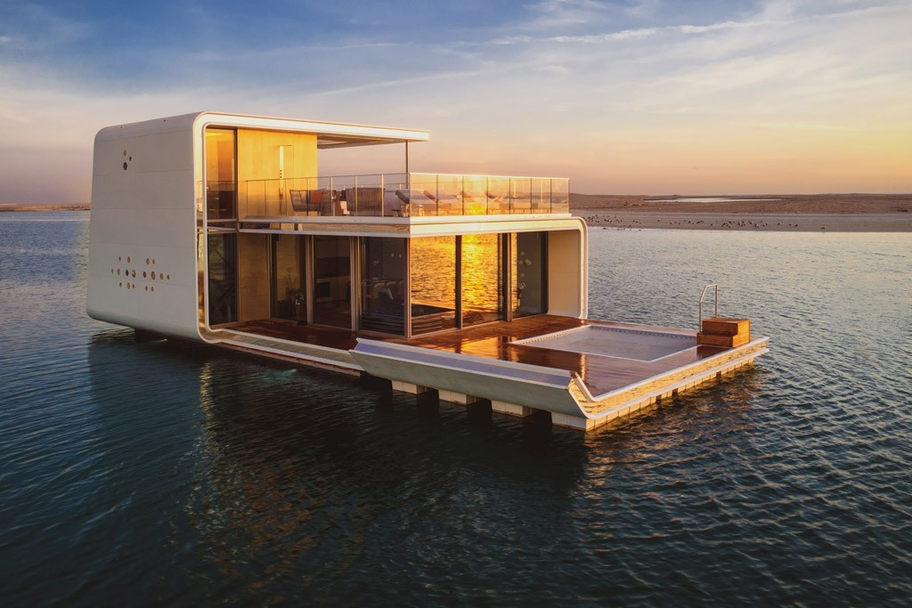 Floating Seahorse Villa exterior at Heart of Europe, Dubai