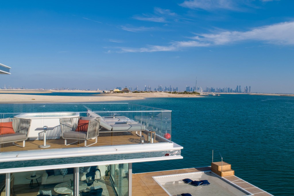Skyline rooftop of Floating Villa Dubai, Heart of Europe, panoramic city views