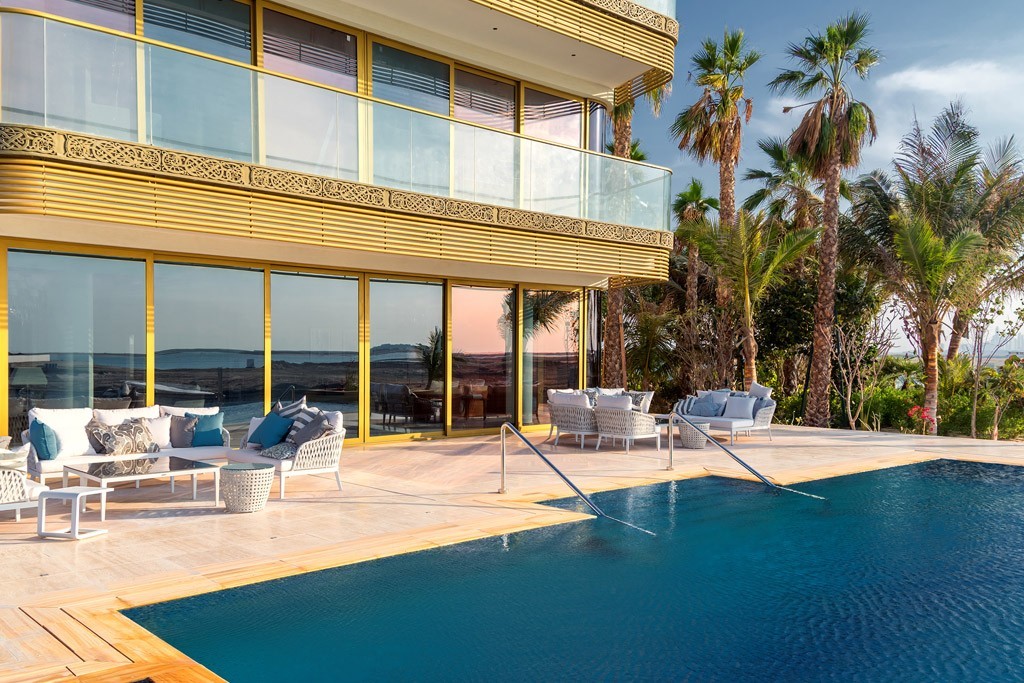 Sweden Villa Dubai beachfront terrace and private pool, World Islands Dubai