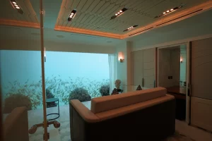 Luxury interior of Dubai floating villa with sea view