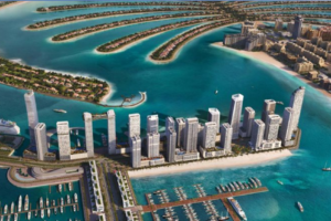 Emaar Beachfront residential towers with 1.5 kilometre private beach in Dubai Harbour